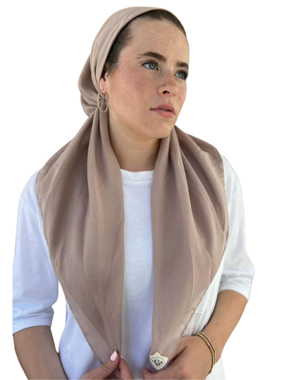 Scarf Bar Solid Taupe Cotton Open Back Pre-Tied Bandanna with Velvet Grip Myselflingerie.com