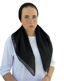 Solid Black Cotton Open Back Pre-Tied Bandanna with Velvet Grip