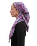 Deep Plum Florals Open Back Pre-Tied Bandanna with Velvet Grip