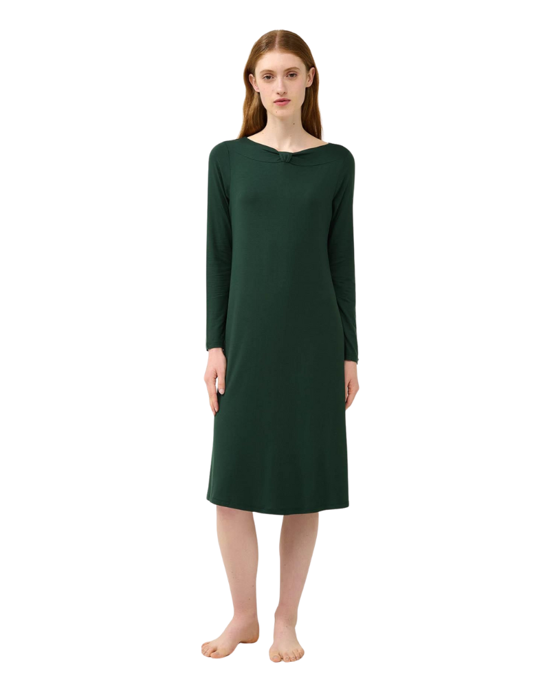 Vamp 23004 Green Timber Twist Tie Neck Modal Nightshirt Myselflingerie.com