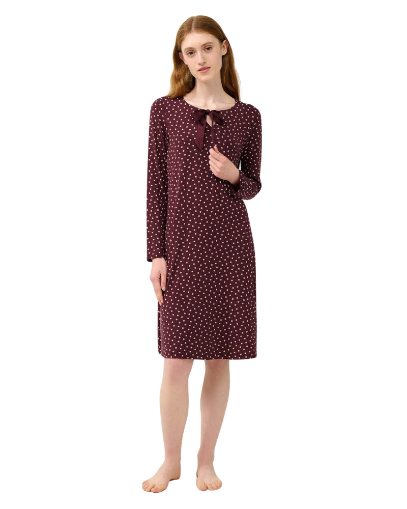 23034 Red Windsor Polka Dot Bow Tie Modal Nightshirt