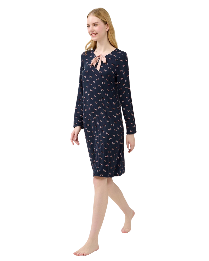 Vamp Blue Blazer Ribbons Bow Tie Modal Nightshirt