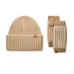 UGG 103605 Cream Multi Chunky Plaited Fingerless Gloves and Beanie Set Myselflingerie.com