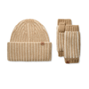 UGG 103605 Cream Multi Chunky Plaited Fingerless Gloves and Beanie Set Myselflingerie.com