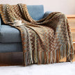 TH0022.BR5060 Green/Brown Zigzag Knit Throw Blanket