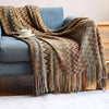 TH0022.BR5060 Green/Brown Zigzag Knit Throw Blanket