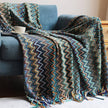 TH0022.BL5060 Blue Zigzag Knit Throw Blanket