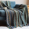 TH0022.BL5060 Blue Zigzag Knit Throw Blanket