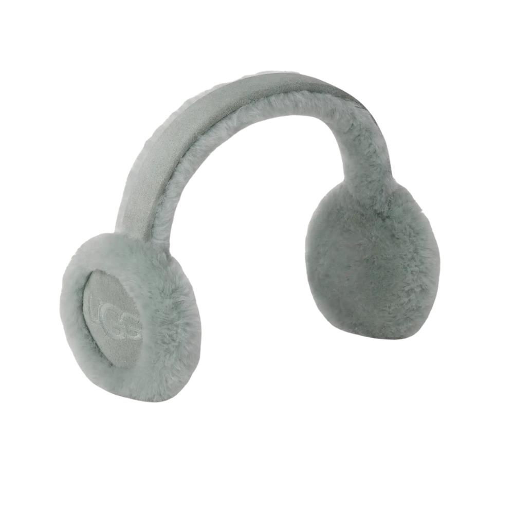 UGG Grey Mist Embroidered Logo Sheepskin Earmuffs