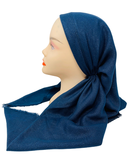 It's Younique OB-SHIM-NY Solid Navy Shimmer Pre-Tied Open Back Bandanna with Velvet Grip Myselflingerie.com