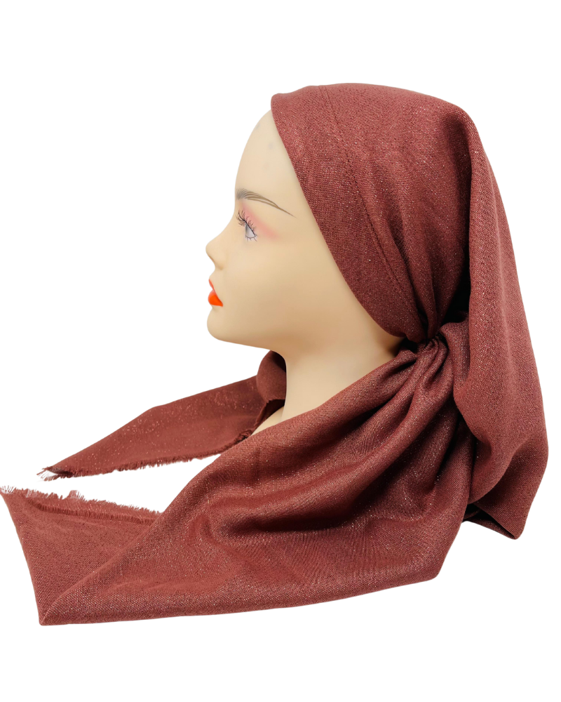 It's Younique OB-SHIM-SA Solid Salmon Shimmer Pre-Tied Open Back Bandanna with Velvet Grip Myselflingerie.com