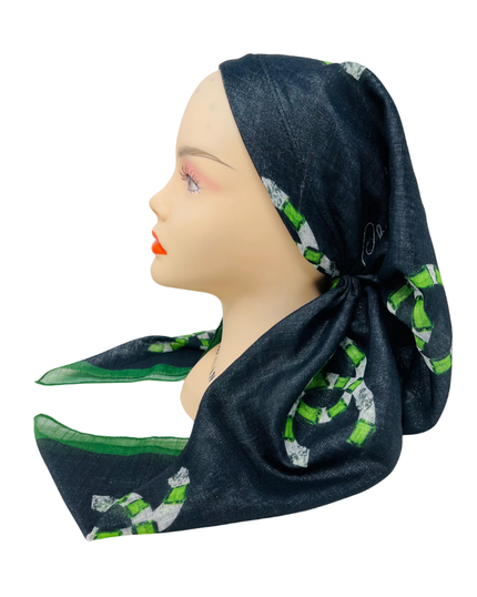 It's Younique OB-CC-GN Green Designer Inspired Metallic Pre-Tied Open Back Bandanna with Velvet Grip Myselflingerie.com