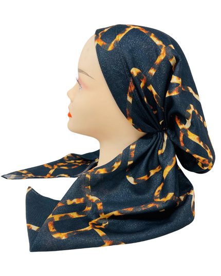 It's Younique PP-GEOAN-GO Gold Geometrical Animal Stripe Shimmer Pre-Tied Bandanna with Velvet Grip Myselflingerie.com