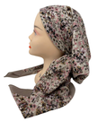 PP-FL-TAN Tan Mini Flowers Pre-Tied Bandanna with Velvet Grip