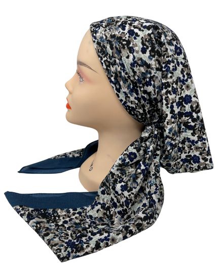 PP-FL-TE Teal Mini Flowers Pre-Tied Bandanna with Velvet Grip