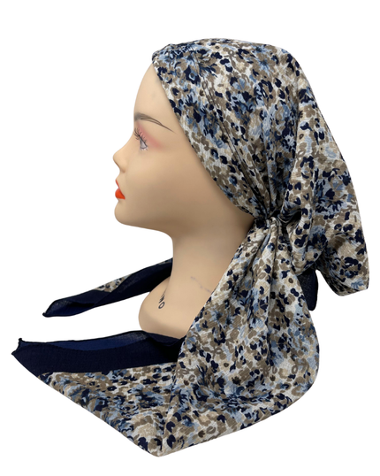 PP-FL-NY Navy Mini Flowers Pre-Tied Bandanna with Velvet Grip