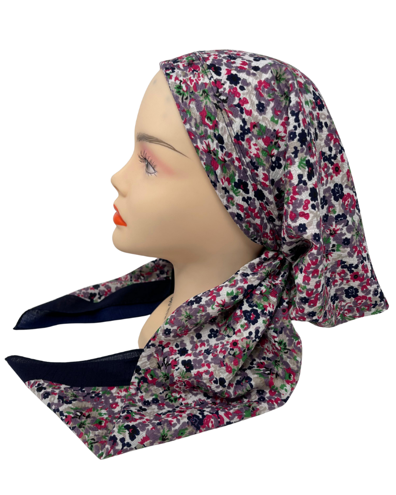 PP-FL-HP Hot Pink Mini Flowers Pre-Tied Bandanna with Velvet Grip