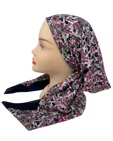 PP-FL-HP Hot Pink Mini Flowers Pre-Tied Bandanna with Velvet Grip