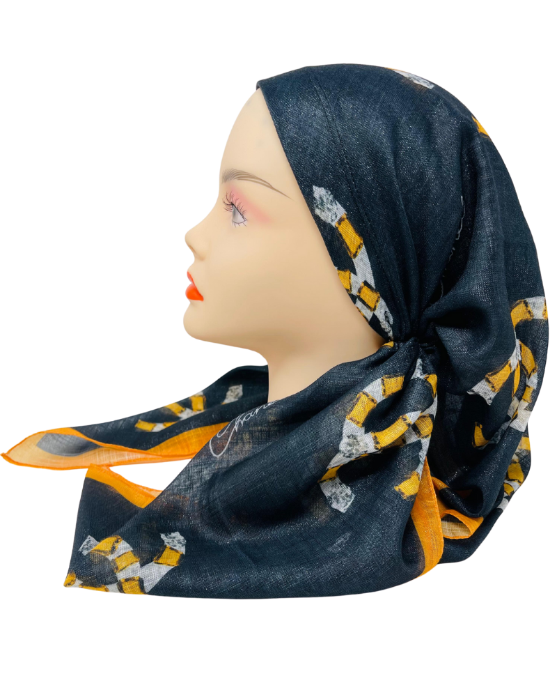 OB-CC-YE Yellow Designer Inspired Metallic Pre-Tied Open Back Bandanna with Velvet Grip