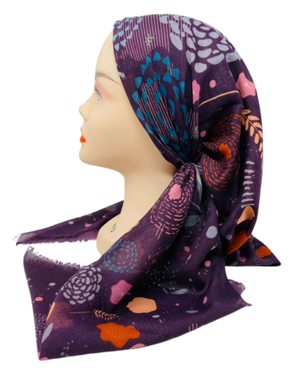 It's Younique OB-ABS-EG Eggplant Abstract Pre-Tied Open Back Bandanna with Velvet Grip Myselflingerie.com