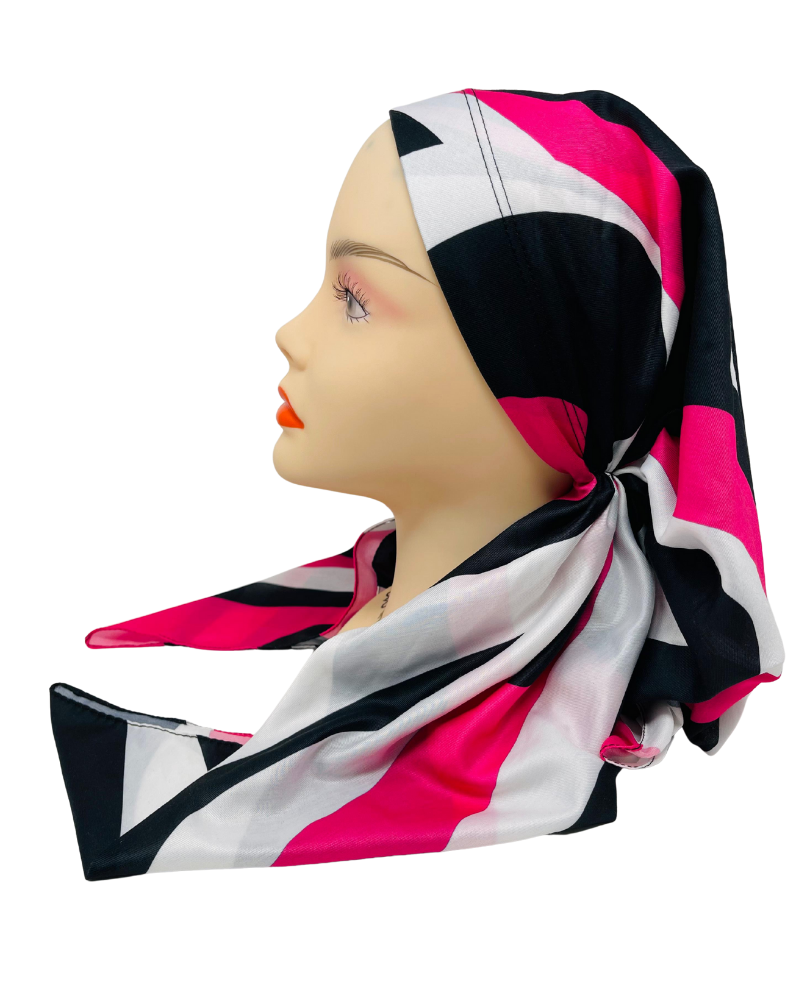 It's Younique OB-PUC-PK Pucci Inspired Pink/Black Pre-Tied Open Back Bandanna with Velvet Grip Myselflingerie.com