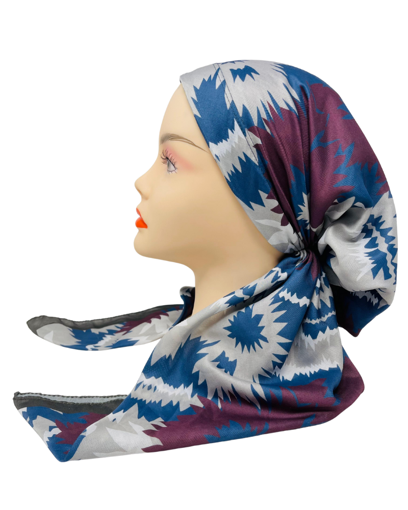 It's Younique PP-GEO-MAR Maroon/Olive/Light Blue Mix Pre-Tied Bandanna with Velvet Grip Myselflingerie.com