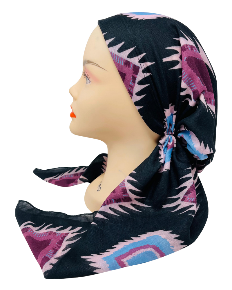 It's Younique PP-DIA-MAPK Maroon/Pink Diamond Shapes Pre-Tied Bandanna with Velvet Grip Myselflingerie.com