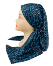 It's Younique Royal Blue Vine Print Pre-Tied Open Back Bandanna with Velvet Grip