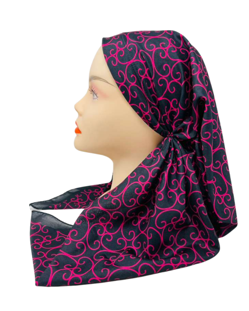 It's Younique OB-VINE-PI Pink Vine Print Pre-Tied Open Back Bandanna with Velvet Grip Myselflingerie.com