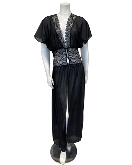 Oh! Zuza 4537 Black Sheer Chiffon Long Robe Myselflingerie.com