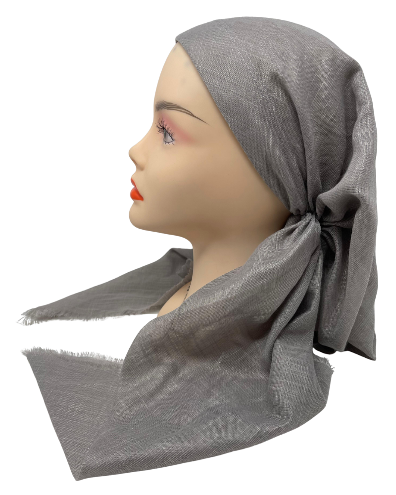 It's Younique OB-SHIM-SL Solid Slate Shimmer Pre-Tied Open Back Bandanna with Velvet Grip Myselflingerie.com