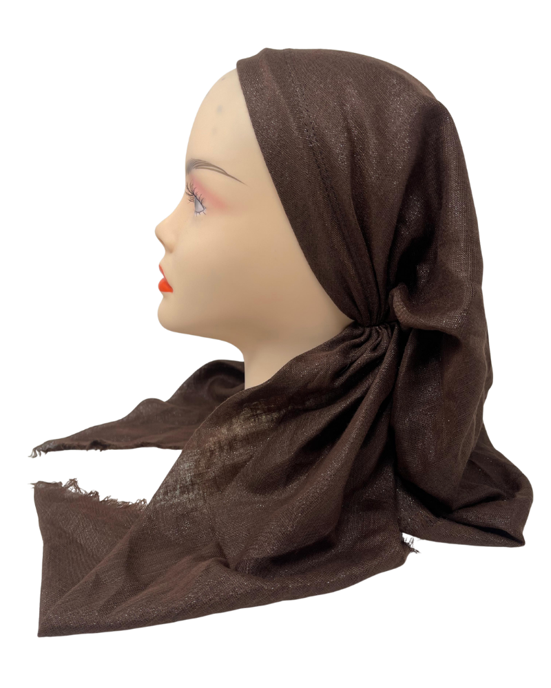 It's Younique OB-SHIM-BR Solid Brown Shimmer Pre-Tied Open Back Bandanna with Velvet Grip Myselflingerie.com