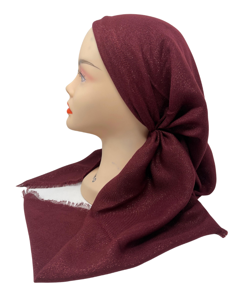 It's Younique OB-SHIM-MA Solid Maroon Shimmer Pre-Tied Open Back Bandanna with Velvet Grip Myselflingerie.com