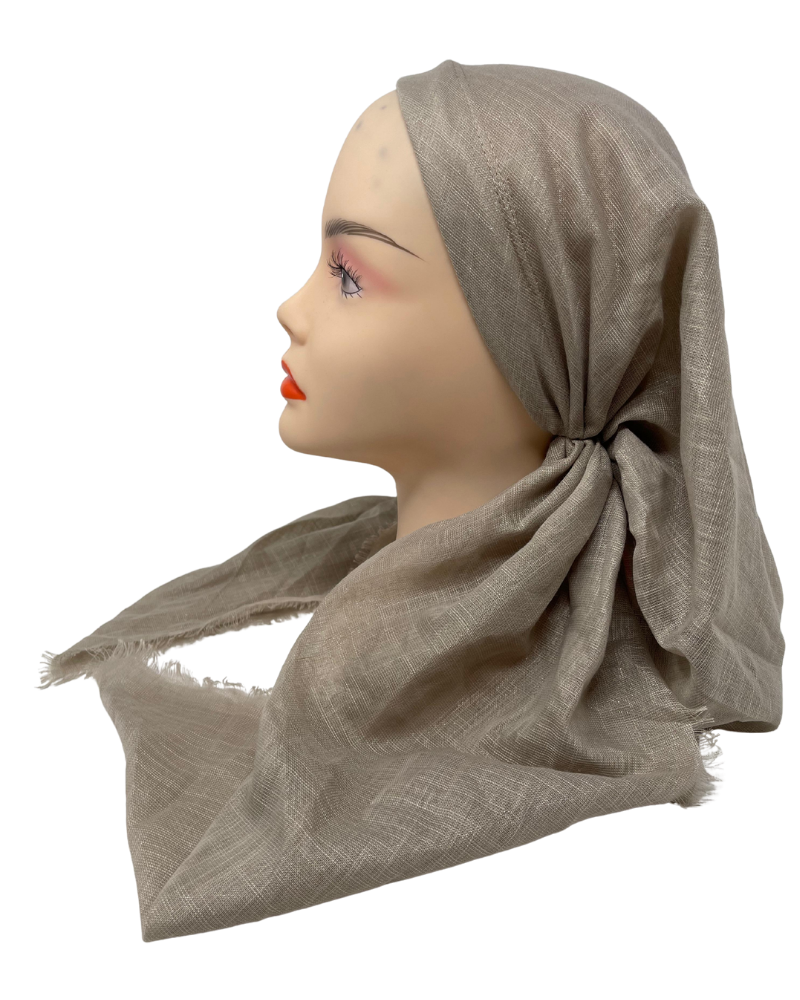 It's Younique OB-SHIM-BE Solid Beige Shimmer Pre-Tied Open Back Bandanna with Velvet Grip Myselflingerie.com