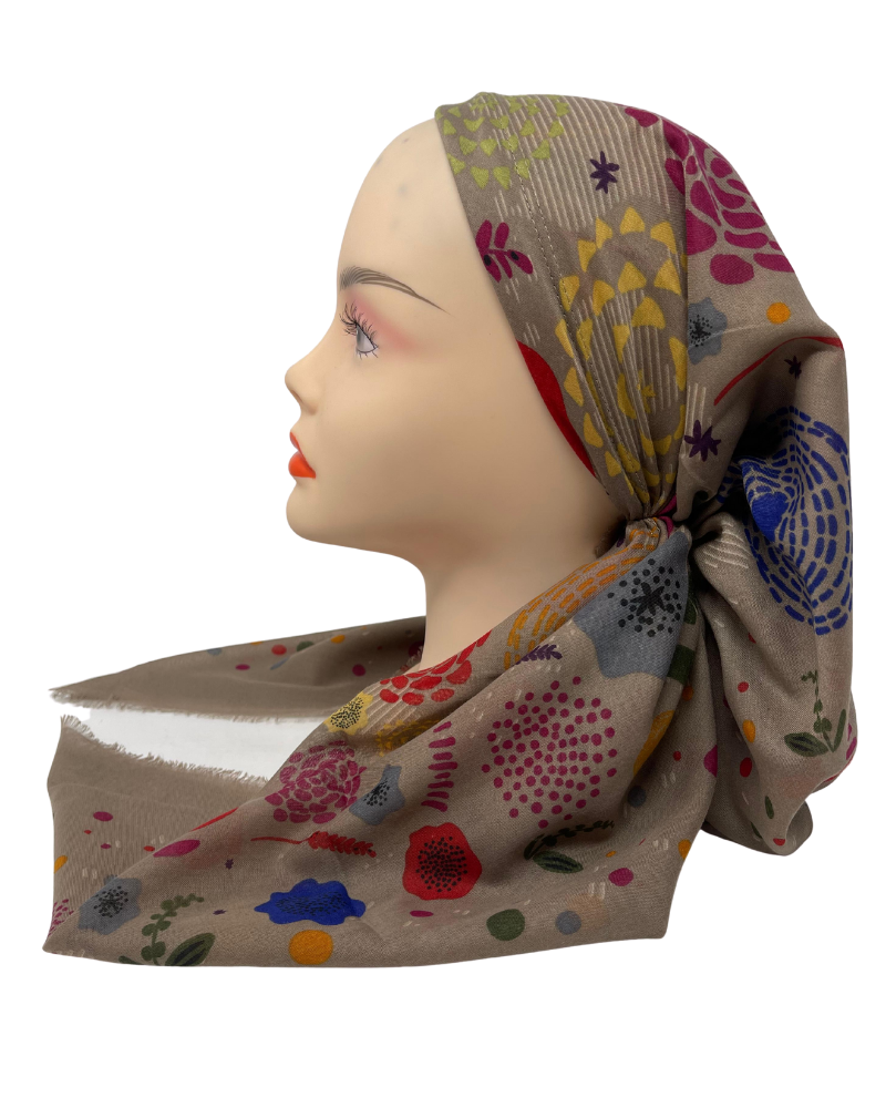 It's Younique OB-ABS-TN Tan Abstract Pre-Tied Open Back Bandanna with Velvet Grip Myselflingerie.com