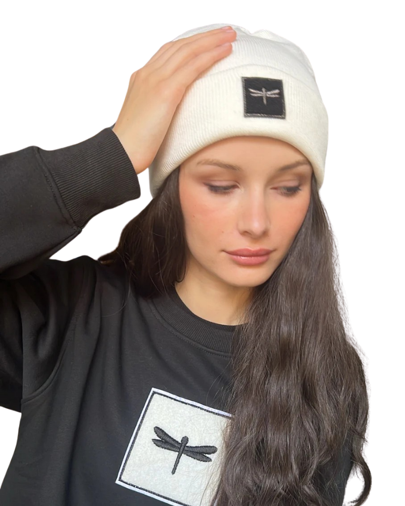 Tal New York The Sherpa Logo White Beanie