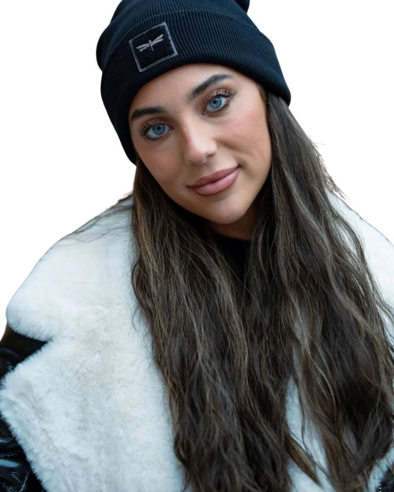 Tal New York TSLB The Sherpa Logo Black Beanie Myselflingerie.com