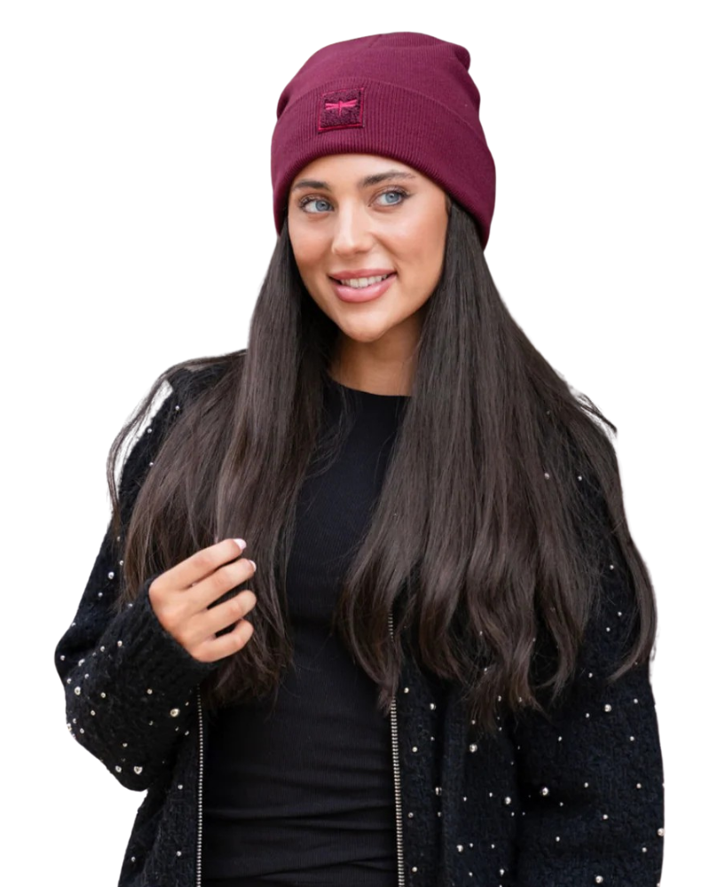 Tal New York The Sherpa Logo Burgundy Beanie