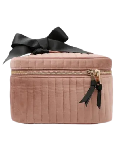 Bag All 8736 Quilted Pink Velvet My Makeup Cosmetic Box Myselflingerie.com