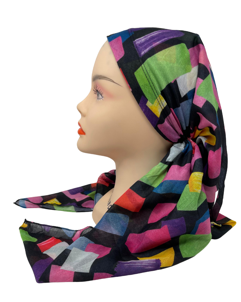 It's Younique OB-CANDY-BK Candy Crush Black Pre-Tied Open Back Bandanna with Velvet Grip Myselflingerie.com