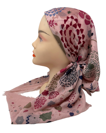 It's Younique PP-ABS-PI Pink Abstract Pre-Tied Bandanna with Velvet Grip Myselflingerie.com