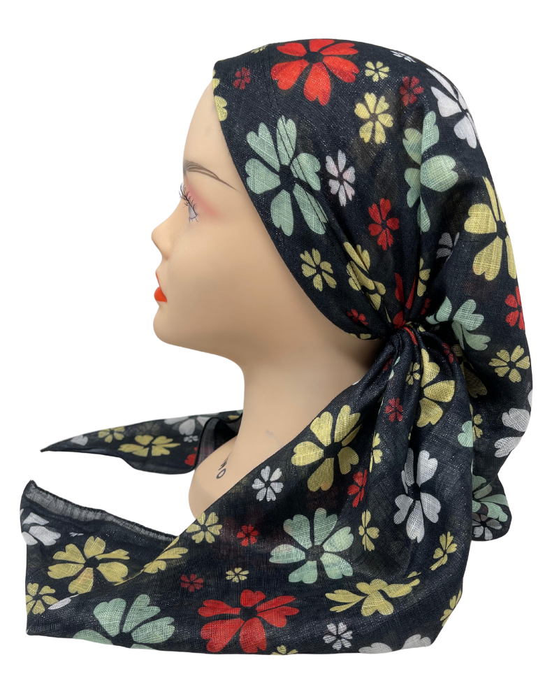 It's Younique OB-FLOR-MU Multicolor Floral Pre-Tied Open Back Bandanna with Velvet Grip Myselflingerie.com