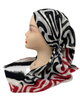 It's Younique OB-ZEB-RDWH Red/White Zebra Print Pre-Tied Open Back Bandanna with Velvet Grip Myselflingerie.com