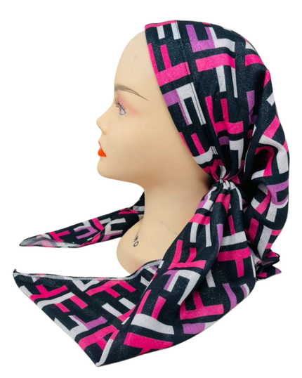 It's Younique Pink Tones Designer Inspired Shimmer Pre-Tied Open Back Bandanna with Velvet Grip