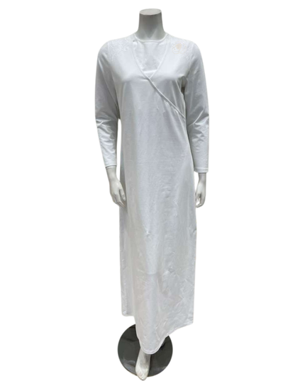 Chicolli N5171 White Dickie Wrap Cotton Versatile Nursing Nightgown Myselflingerie.com
