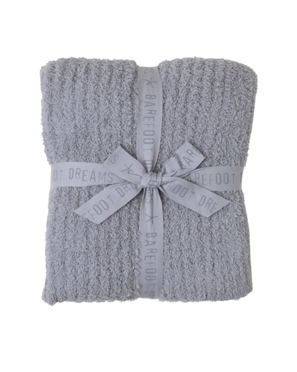 Barefoot Dreams B542 Dove Grey CozyChic Ribbed Throw Myselflingerie.com