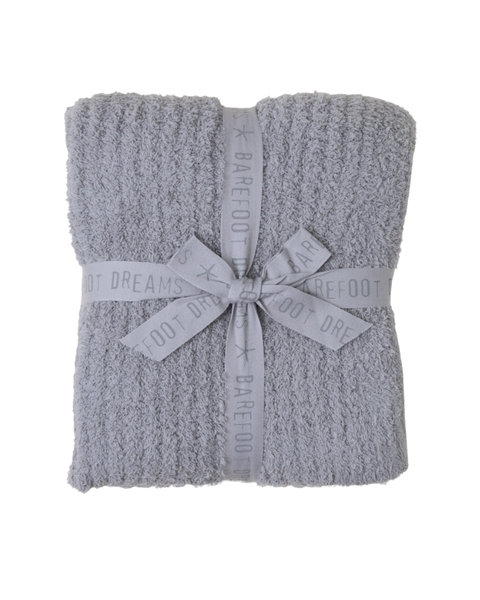 Barefoot Dreams B542 Dove Grey CozyChic Ribbed Throw Myselflingerie.com