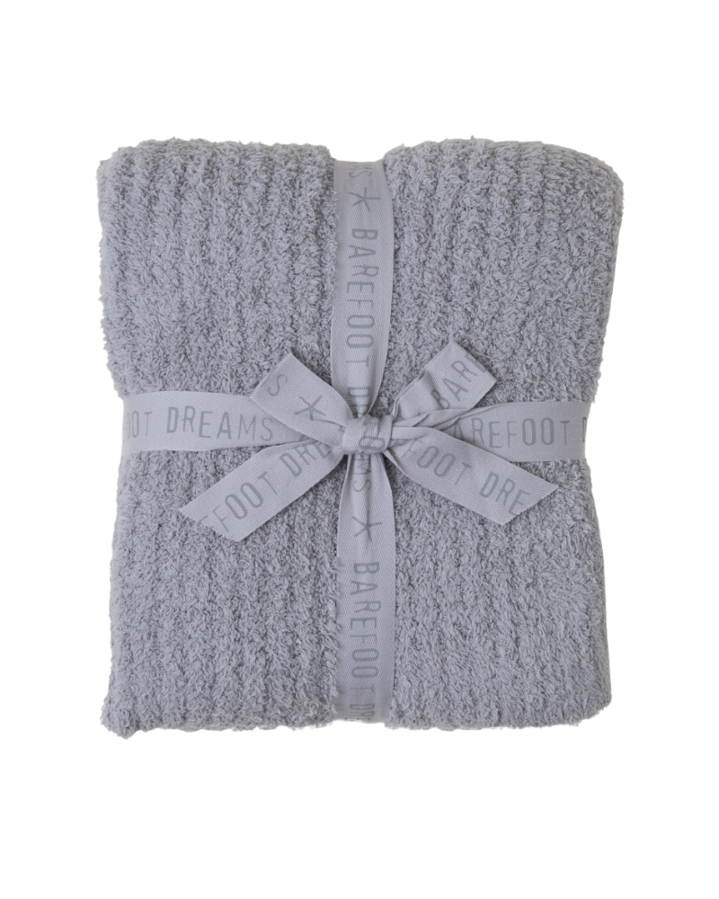 Barefoot Dreams B542 Dove Grey CozyChic Ribbed Throw Myselflingerie.com