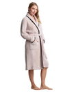 Barefoot Dreams BDUCC25947 Stone CozyChic Blanket Stitch Robe Myselflingerie.com