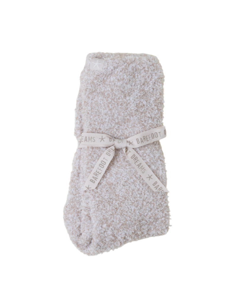 Barefoot Dreams BU614 Stone/White CozyChic Heathered Socks Myselflingerie.com